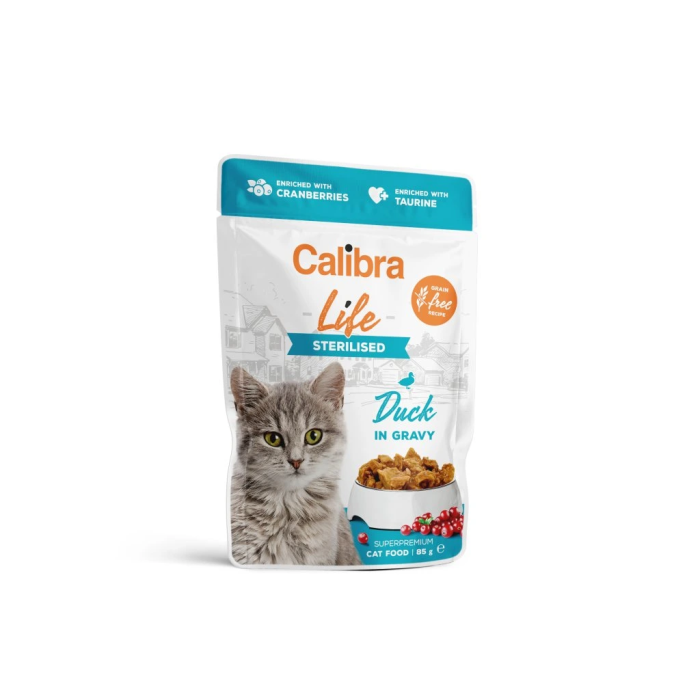 Calibra Cat Life Pouch Sterilised Duck drėgnas maistas sterilizuotoms katėms, 85 g