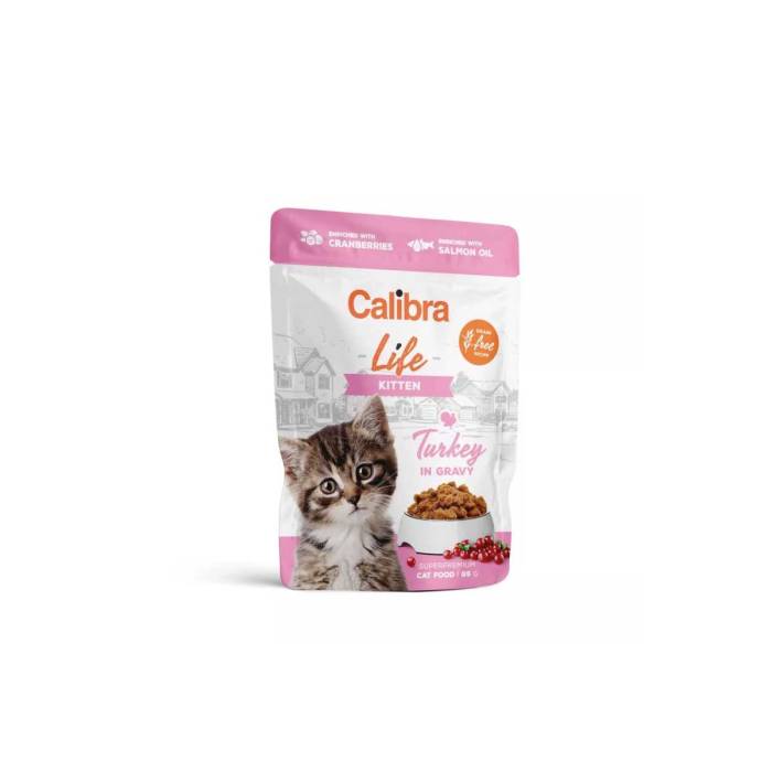 Calibra Cat Life Pouch Kitten Turkey drėgnas maistas kačiukams, 85 g