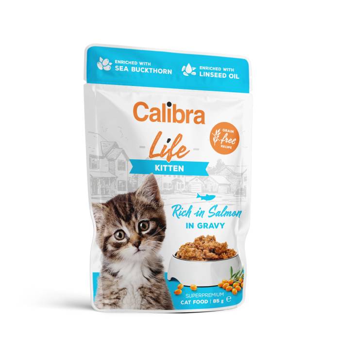 Calibra Cat Life Pouch Kitten Salmon drėgnas maistas kačiukams, 85 g
