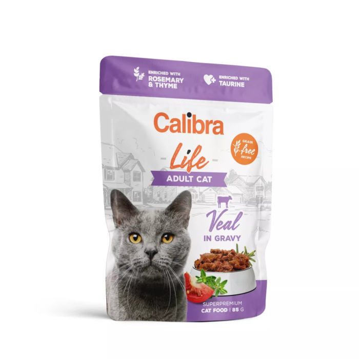 Calibra Cat Life Pouch Adult Veal drėgnas maistas katėms, 85 g