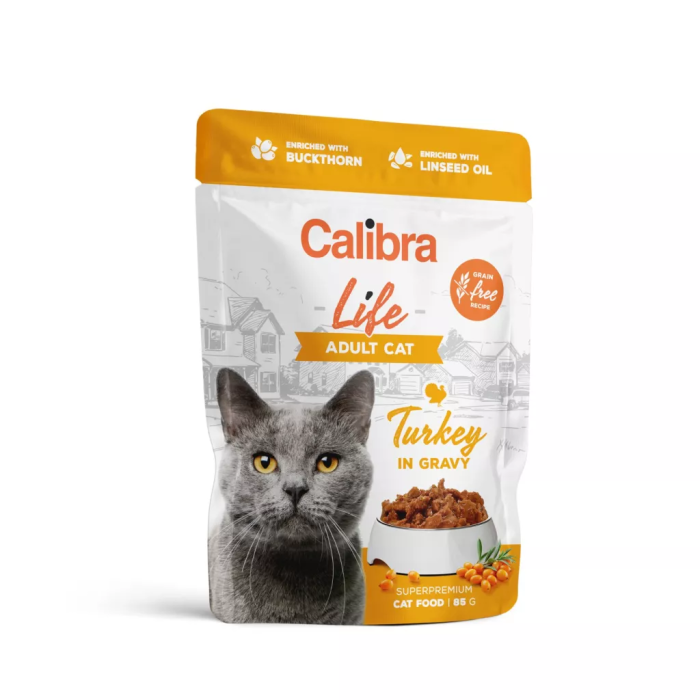 Calibra Cat Life Pouch Adult Turkey drėgnas maistas katėms, 85 g