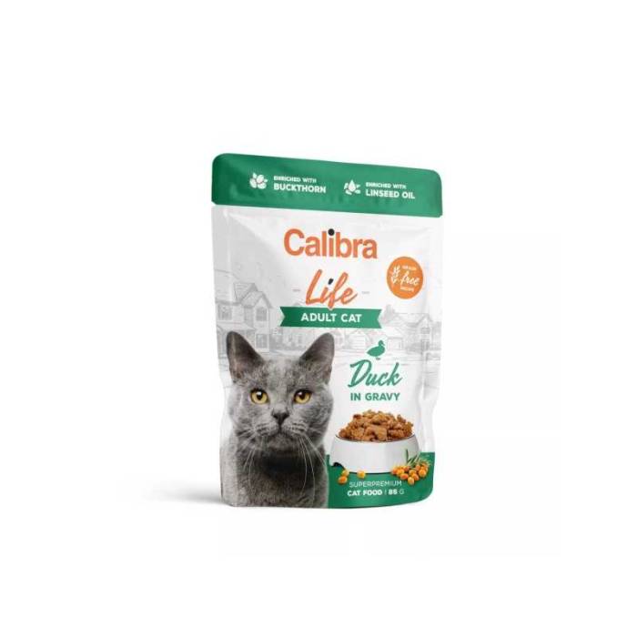 Calibra Cat Life Pouch Adult Duck drėgnas maistas katėms, 85 g