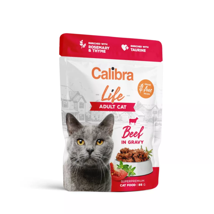 Calibra Cat Life Pouch Adult Beef drėgnas maistas katėms, 85 g