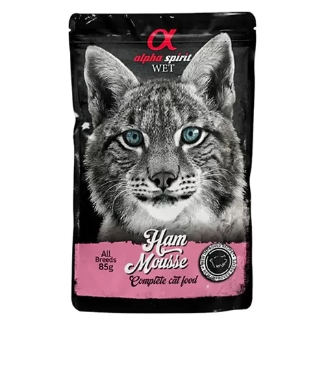 Alpha Spirit Wet putėsiai katėms su kumpiu, 6x85 g