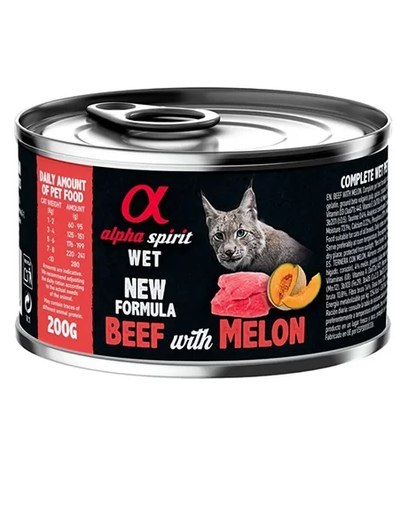 Alpha Spirit Wet konservai katėms su jautiena ir melionais, 6x200 g