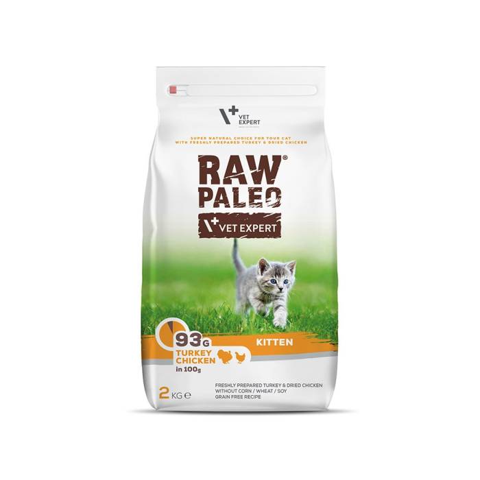 Raw Paleo Vet Expert Kitten sausas maistas kačiukams su kalakutiena ir vištiena, 2 kg