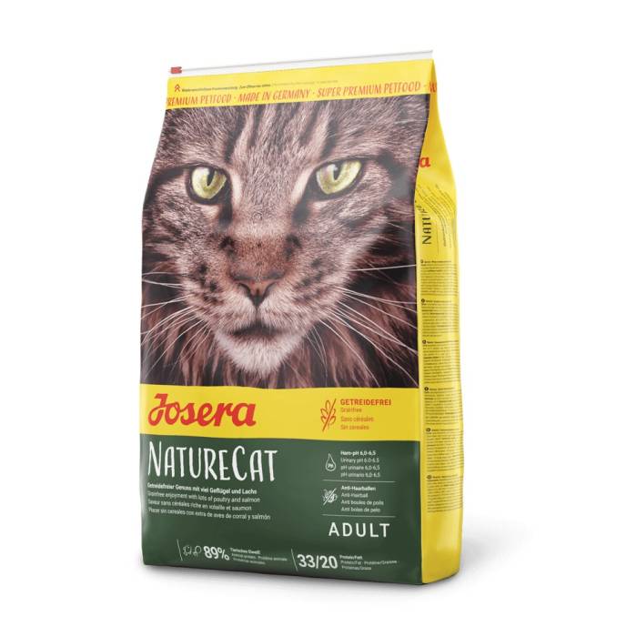 Josera NatureCat begrūdis sausas maistas katėms su paukštiena ir lašiša, 10 kg