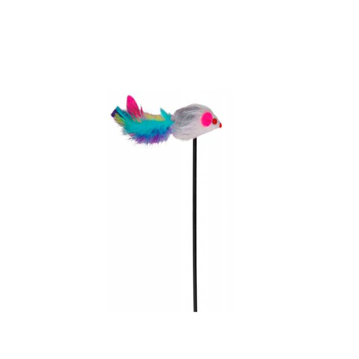 Trixie žaislas ant pagaliuko katėms su plunksnomis ir katžole, 50 cm