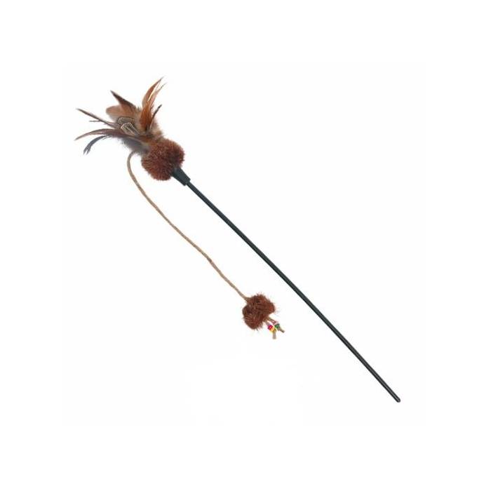 Trixie žaislas ant pagaliuko katėms su plunksnomis ir katžole, 54 cm