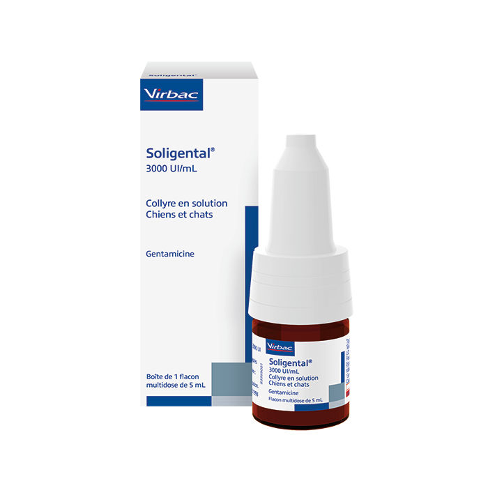 Virbac Soligental akių lašai šunims ir katėms, sergančioms bakteriniu konjunktyvitu, 5 ml