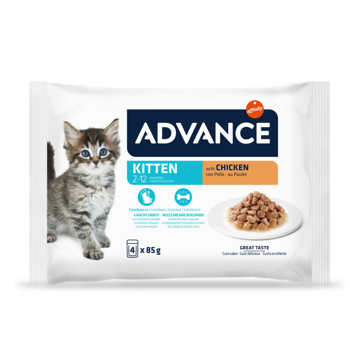 Advance AC Wet Kitten Chicken Flow drėgnas maistas kačiukams, 4 x 85 g