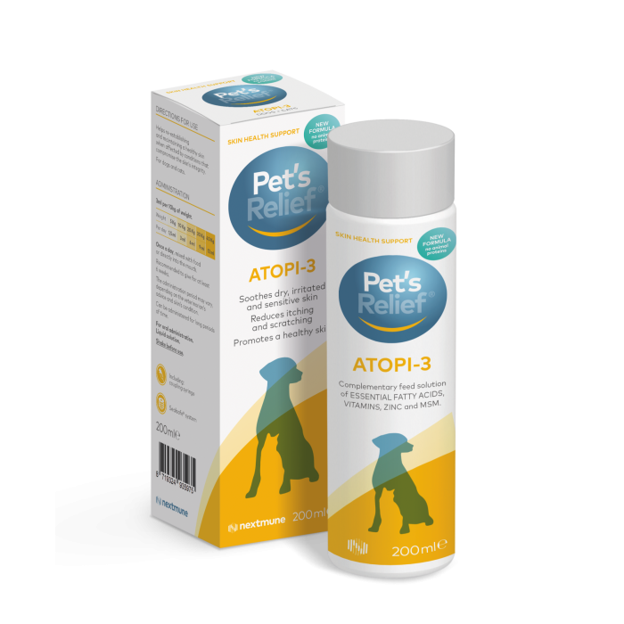 Pet’s Relief Atopi-3 papildai katėms ir šunims, raminantys sudirgusią odą, 200 ml