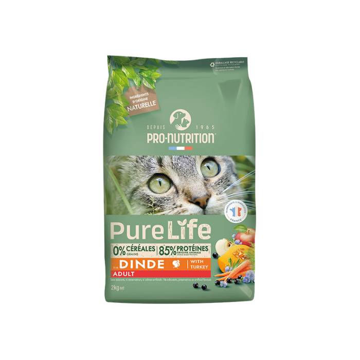 Pro Nutrition Pure Life Adult Turkey sausas maistas suaugusioms katėms, 8 kg