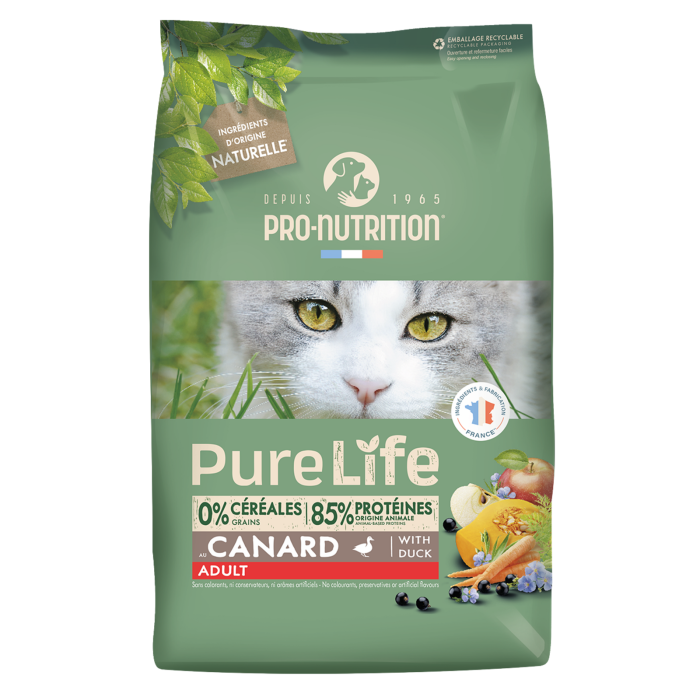 Pro Nutrition Pure Life Adult Duck sausas maistas suaugusioms katėms, 8 kg