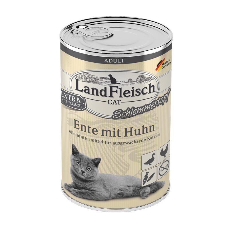 LandFleisch konservai katėms su antiena ir vištiena 6x400 g