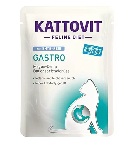 Kattovit Feline Diet Gastro konservai katėms su antiena ir ryžiais, 85 g