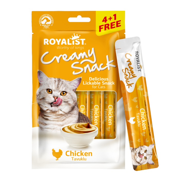 Royalist Creamy Snack Pack Chicken kreminis skanėstas katėms, 5 x 15 g