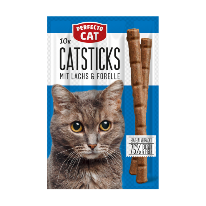 Perfecto Cat lazdelės su lašiša ir upėtakiu, 50 g