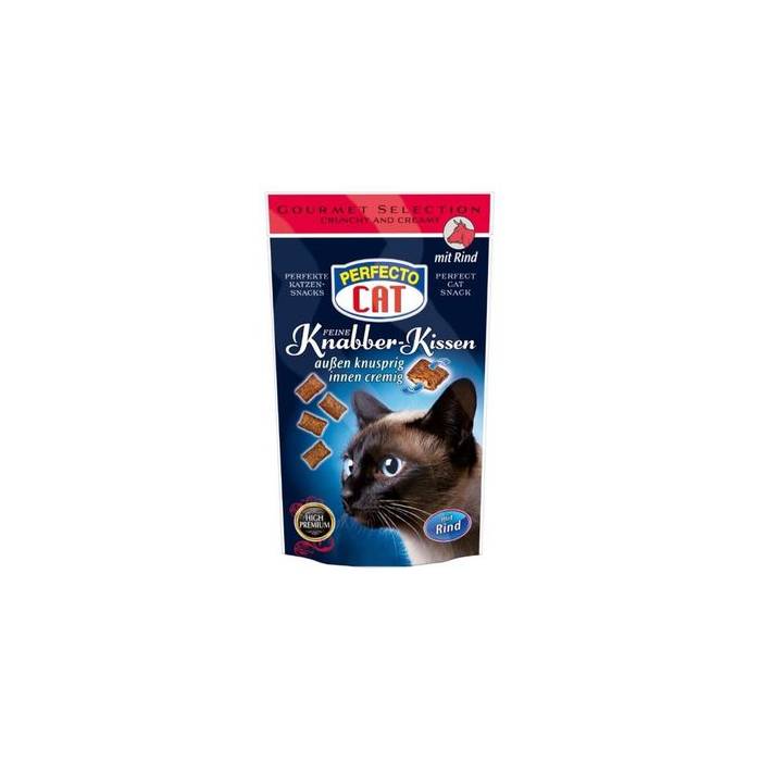 Perfecto Cat High Premium traškios pagalvėlės su kreminiu jautienos įdaru, 50 g