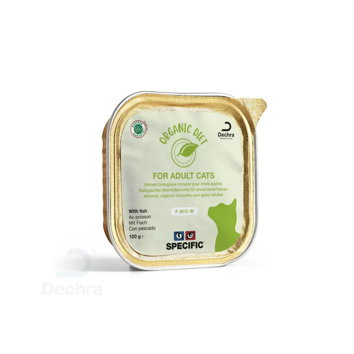 Specific F-BIO-W Organic Diet for Adult Cat organiniai konservai katėms su žuvim, 8 x 100 g