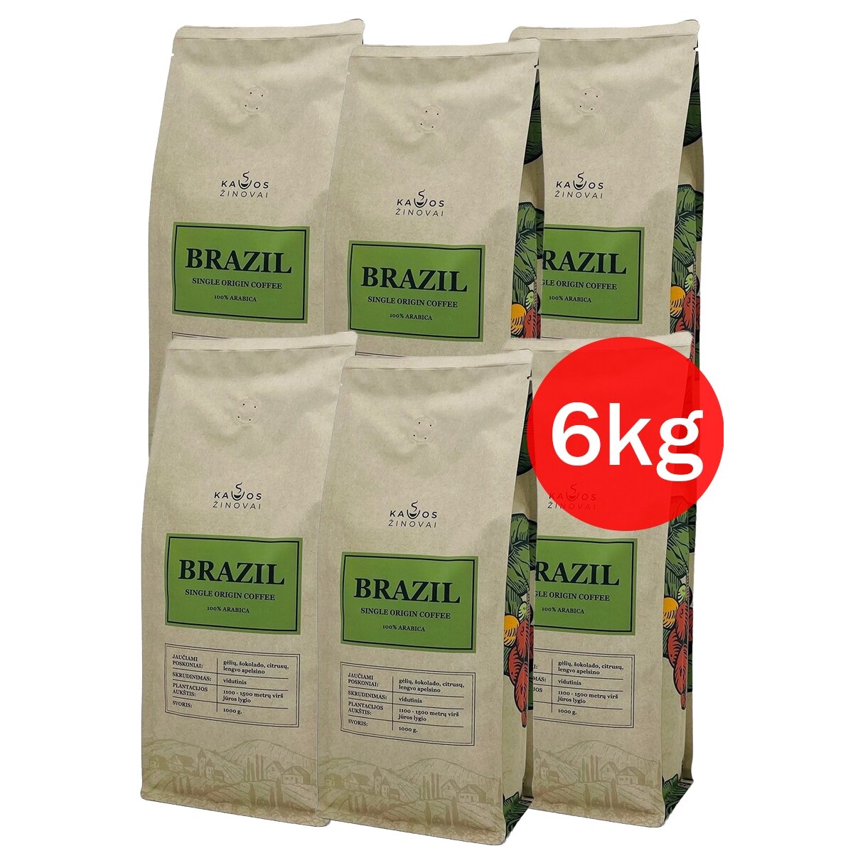 Kavos Pupelės Brazil Single Origin, 6 kg