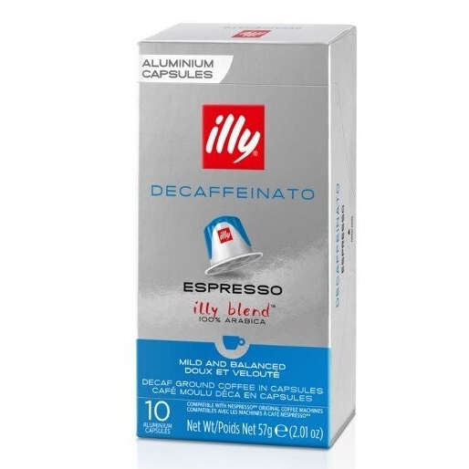 Kavos kapsulės be kofeino suderinamos su Nespresso® Illy DECAFFEINATO 10 vnt.