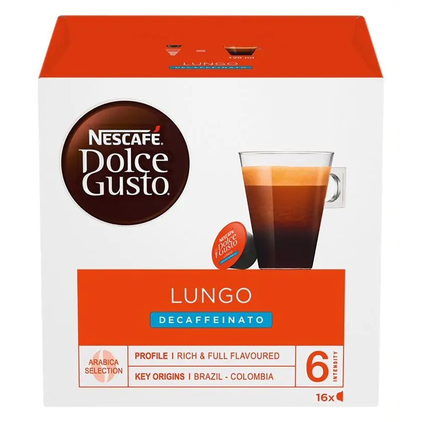 Kavos kapsulės be kofeino NESCAFÉ Dolce Gusto Lungo Decaffeinato