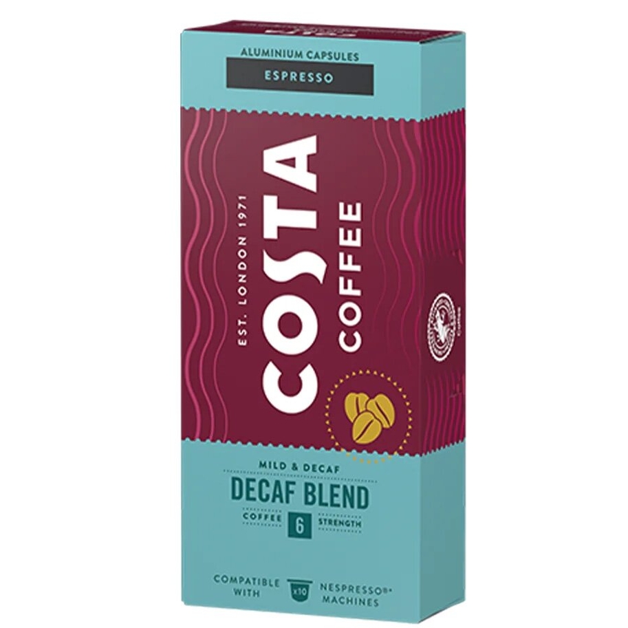 Kavos kapsulės be kofeino, suderinamos su Nespresso® Costa Decaf Blend Espresso 10 vnt.