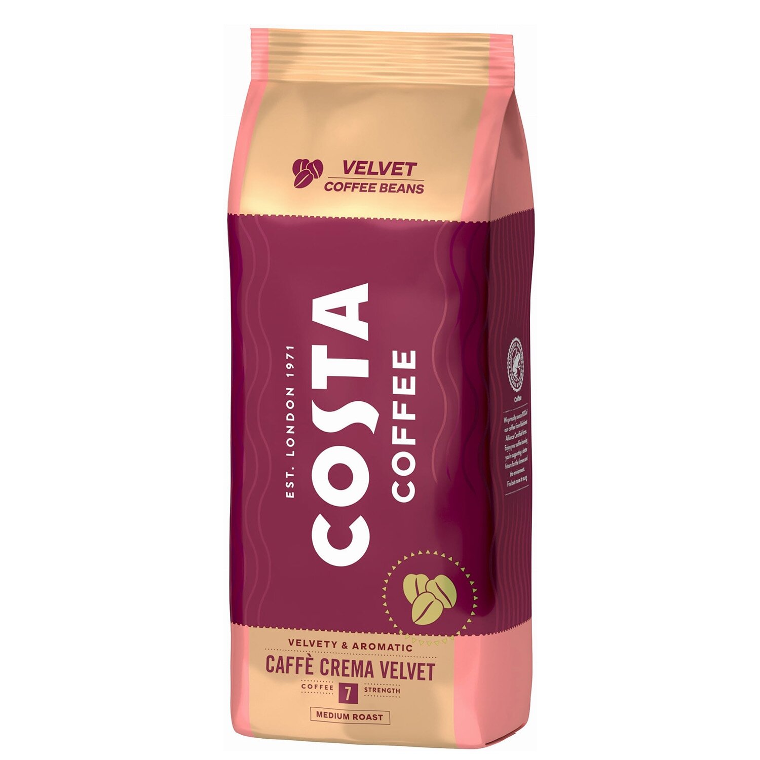 Kavos pupelės Costa Caffe Crema Velvet, 1 kg