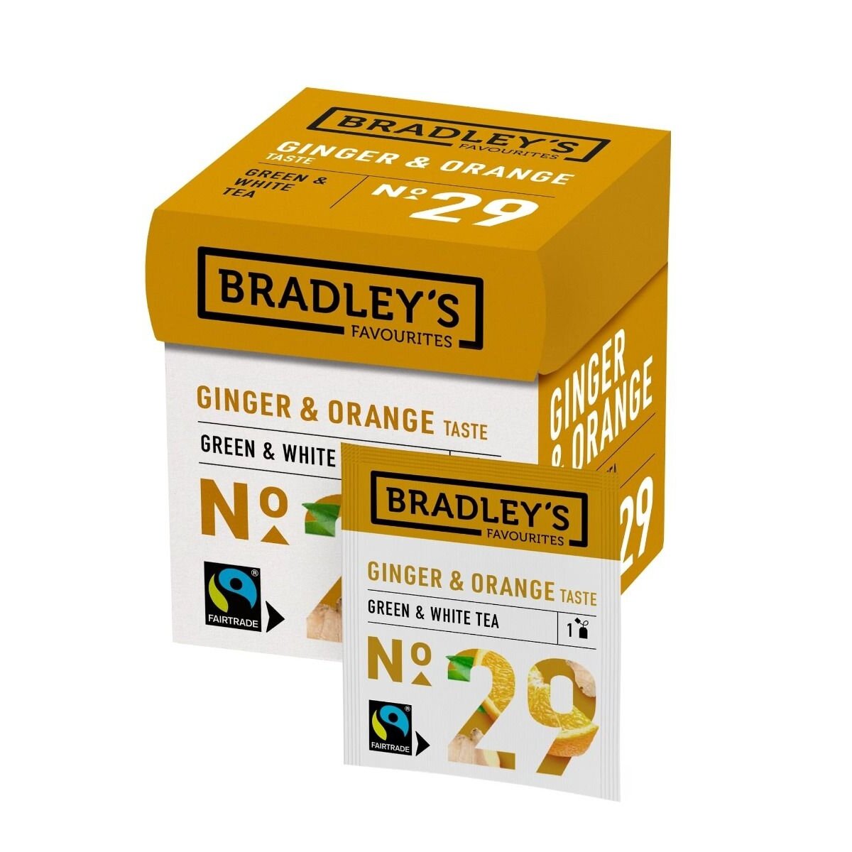 Imbierų ir apelsinų skonio žalioji ir baltoji arbata Bradley's 12 vnt. maišelių