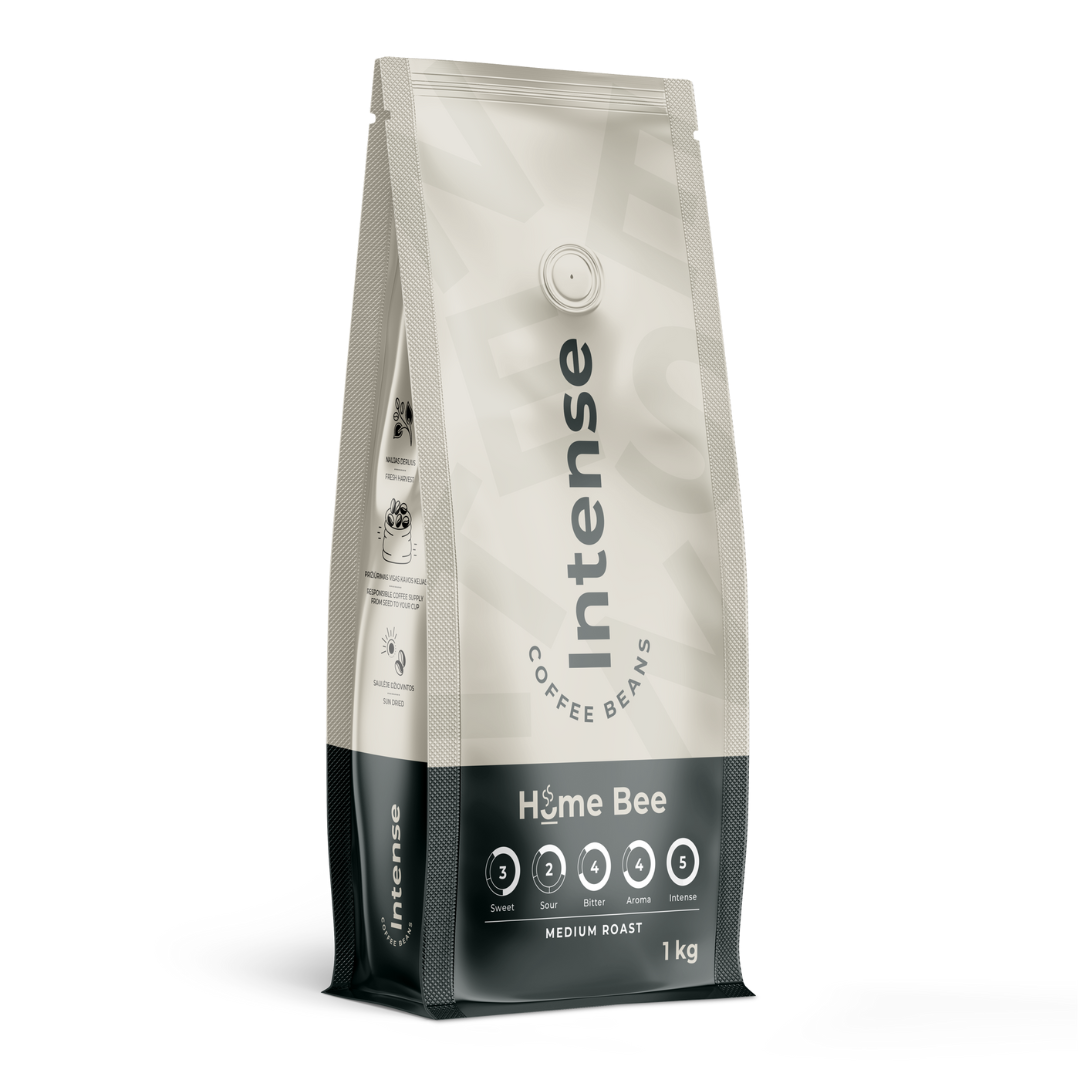 Home Bee Intense kavos pupelės 1 kg – energingoms bitėms ir intensyviam skoniui