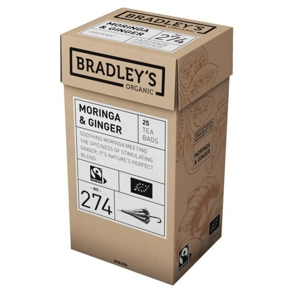 Bradley’s moringų arbata su imbieru, 25 pakeliai