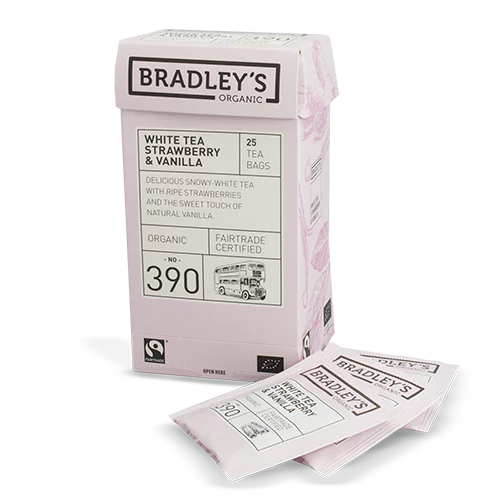 Bradley’s baltoji arbata su braškėmis ir vanile, 25pak.