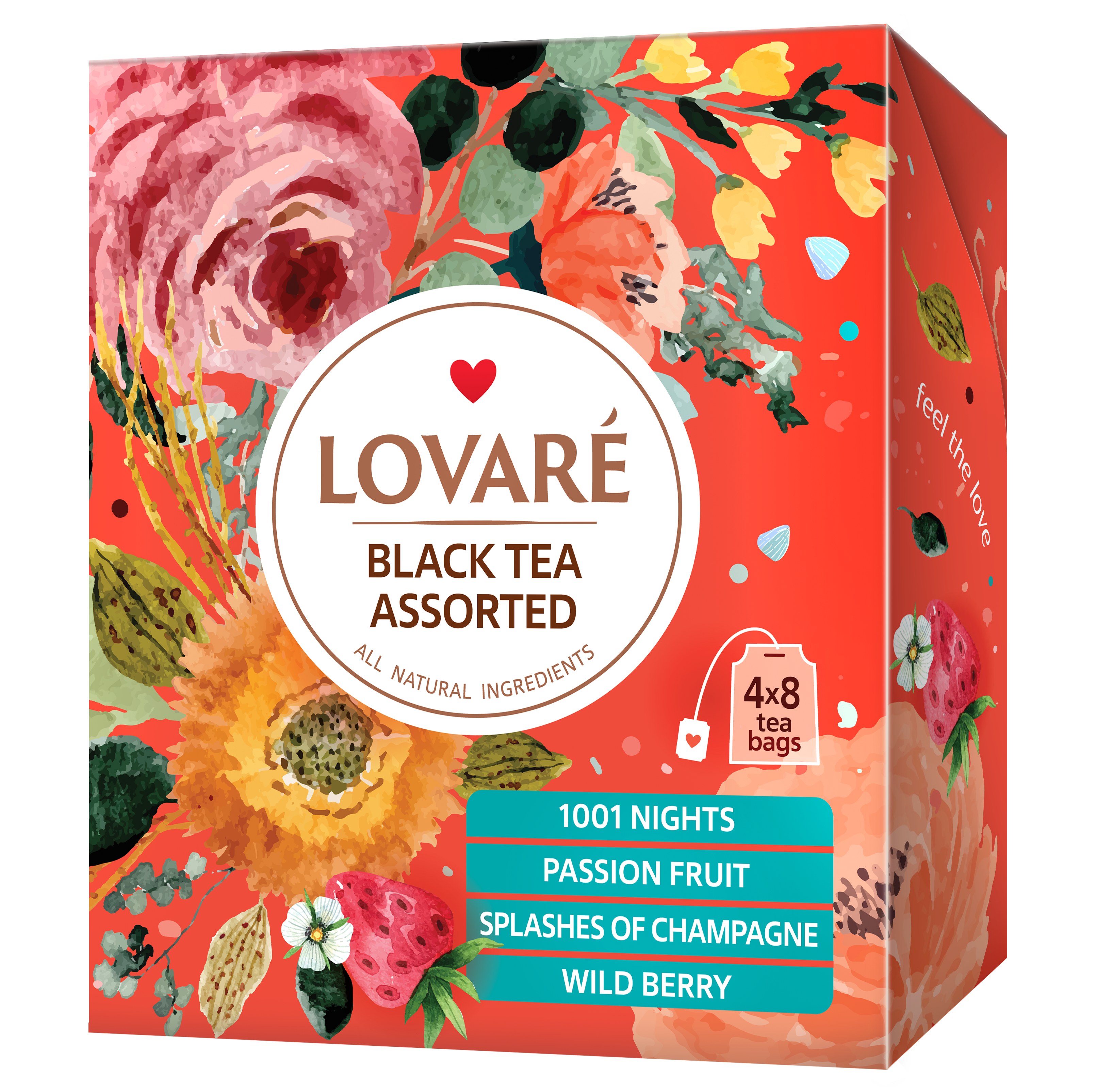 LOVARE Assorted black tea 4×8 vokeliai 32vnt