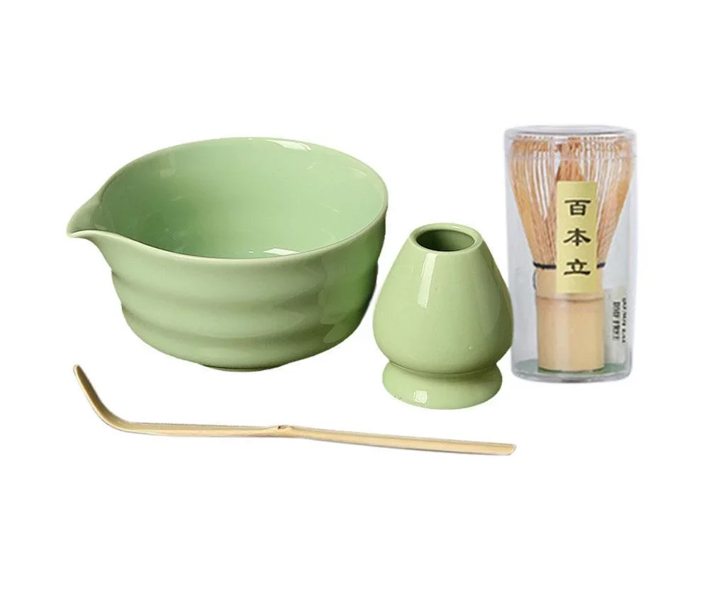 Japoniškas Keramikos Matcha Arbatos Rinkinys – 4 dalių