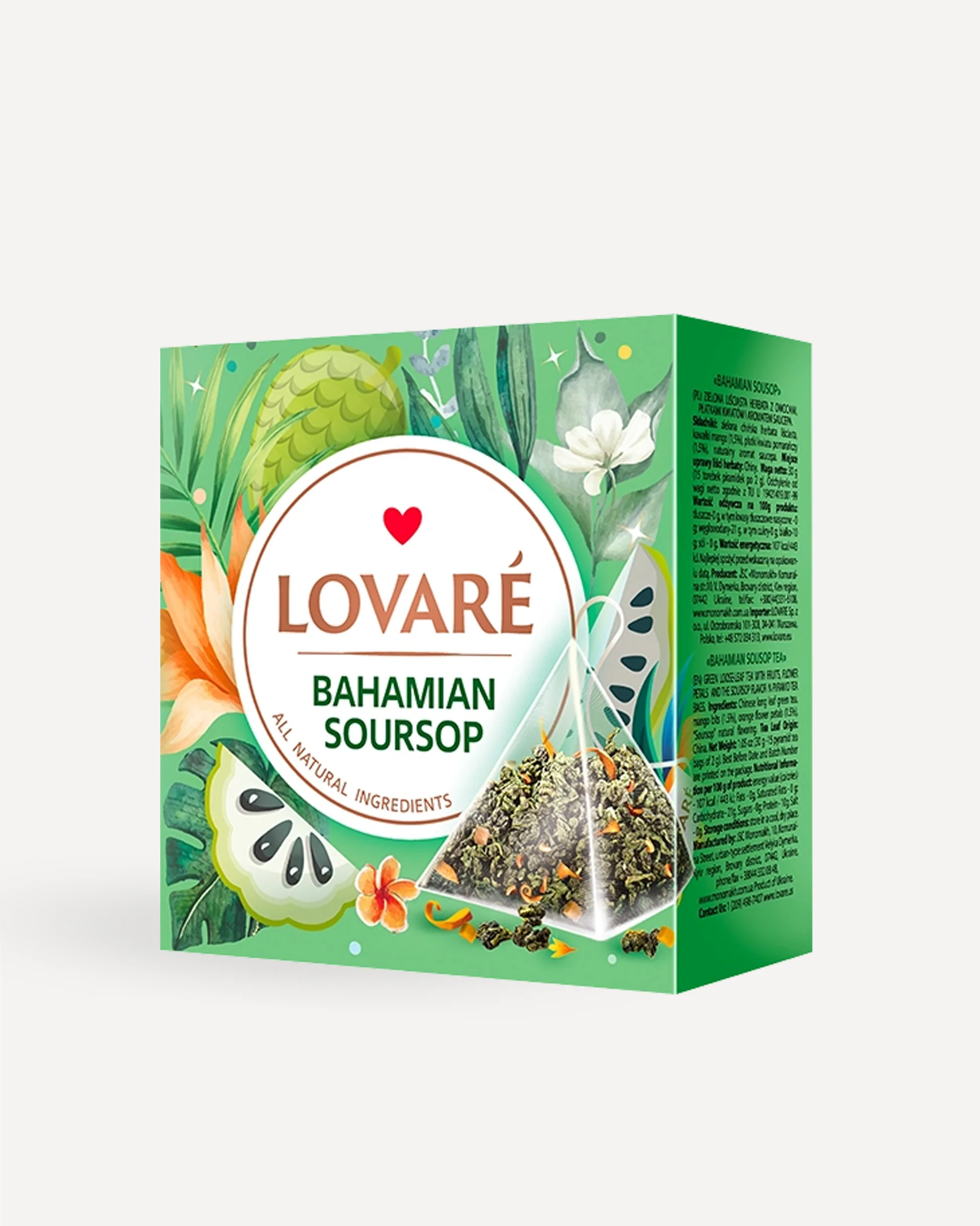 LOVARE žalioji arbata Bahamian soursop 15 pyramidžių