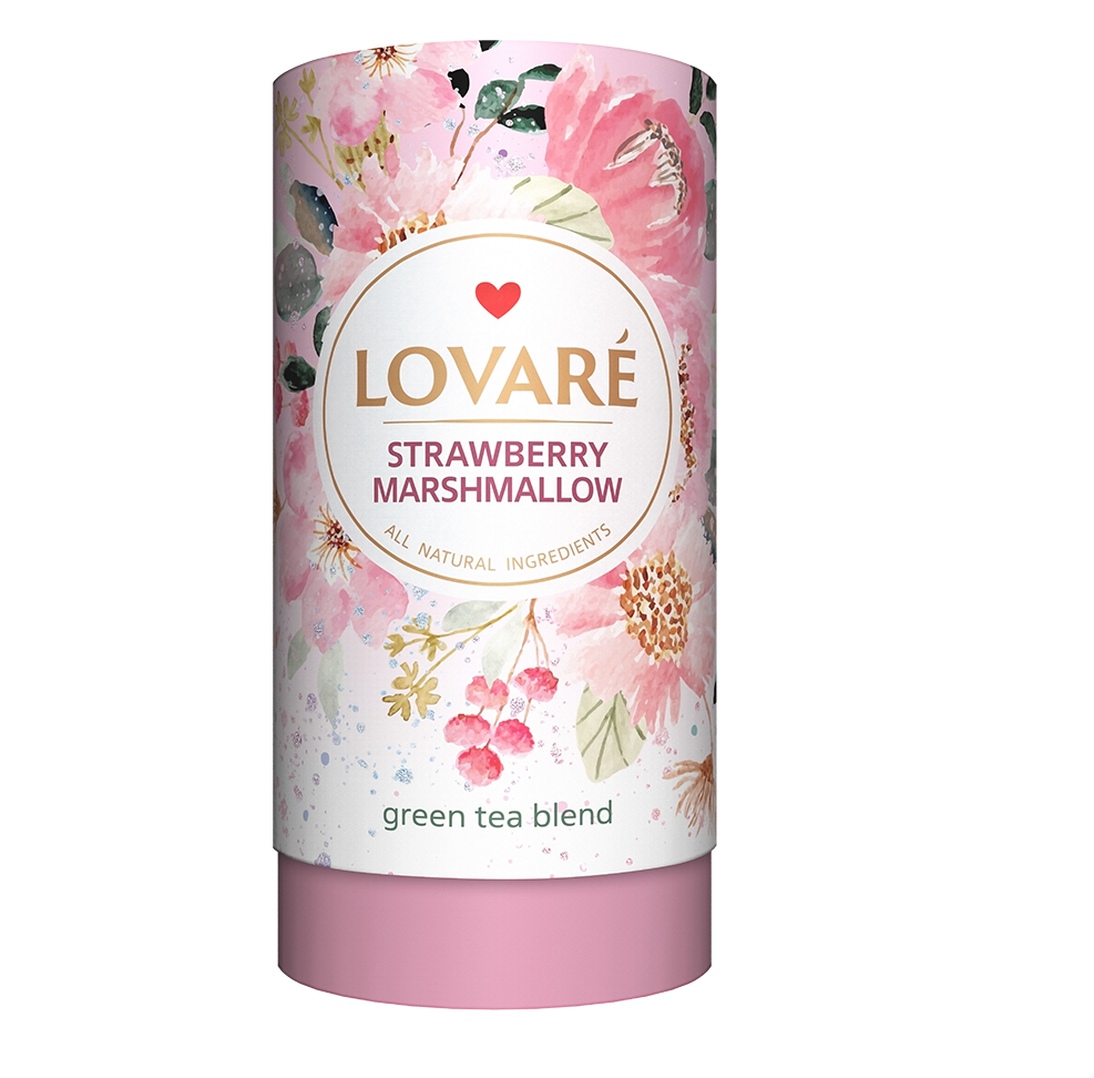LOVARE tuba strawberry marshmallow braškinė žalioji arbata 80g.