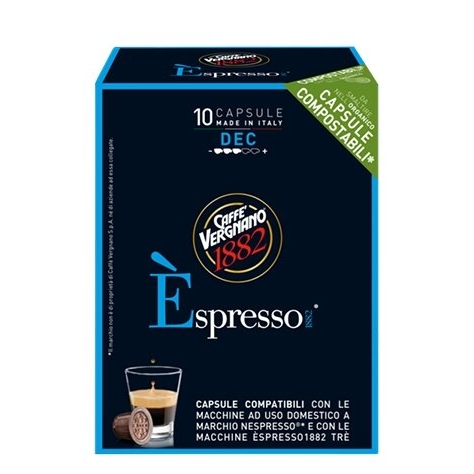 Kavos kapsulės be kofeino, suderinamos su Nespresso® Vergnano Dec 10 vnt.
