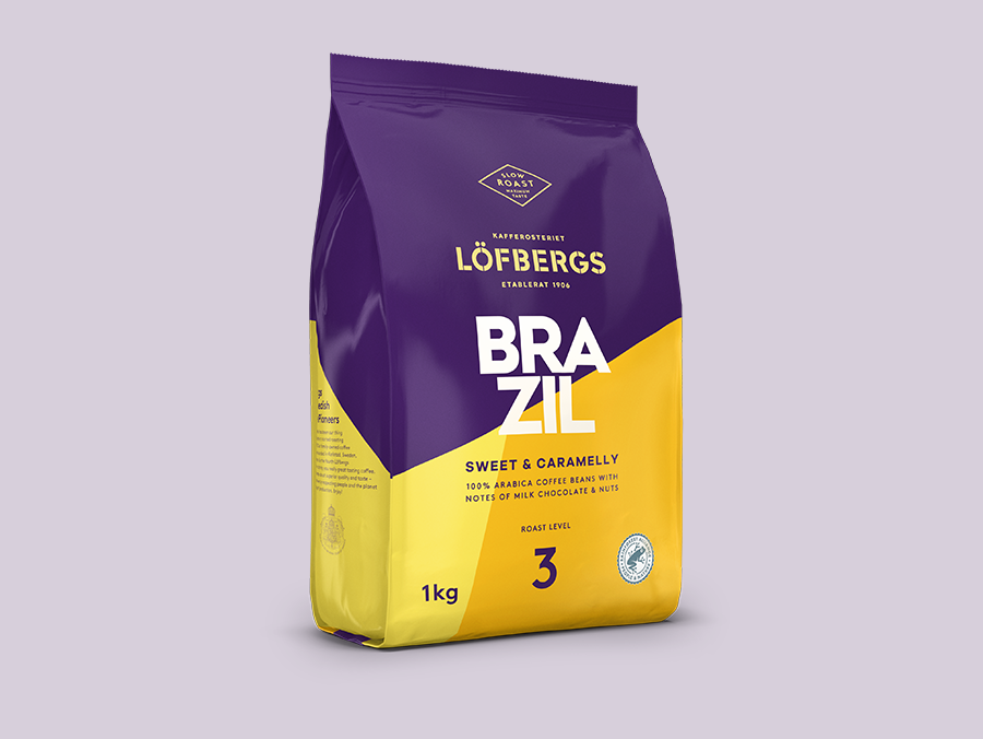 Lofbergs Brazil 1 kg – Vidutinio Skrudinimo 100 % Arabicos Kavos Pupelės