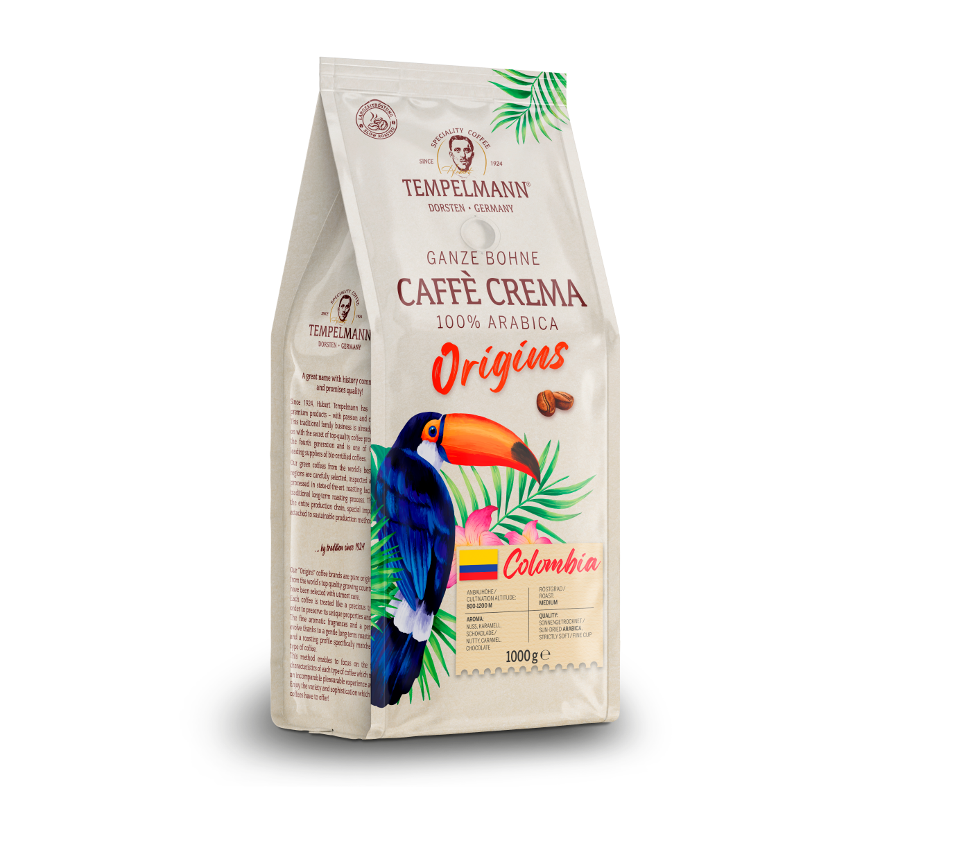 Tempelmann Origins Colombia 100% Arabica Caffè Crema – 1kg