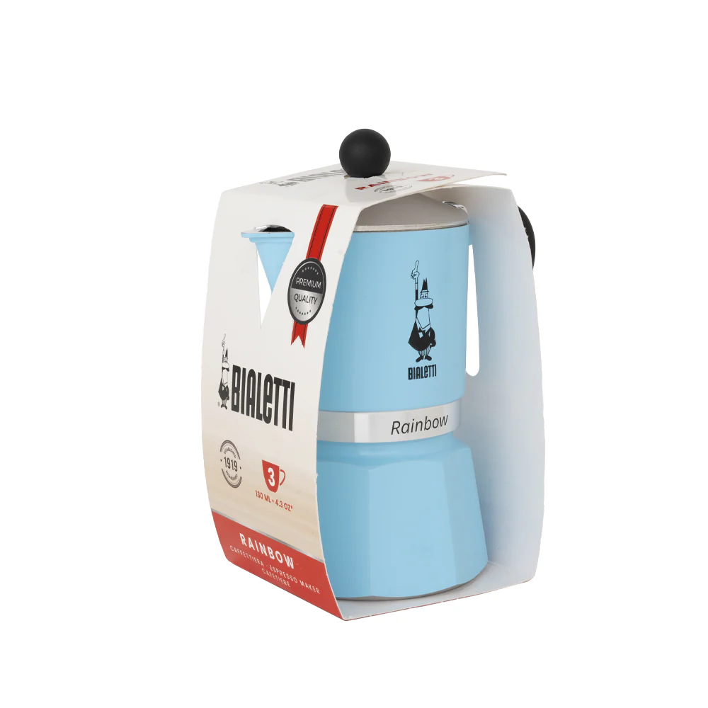 Bialetti Rainbow Espresso Kavinukas – Puikiai Paruošta Kava Jūsų Namams 6 PUODELIŲ blue