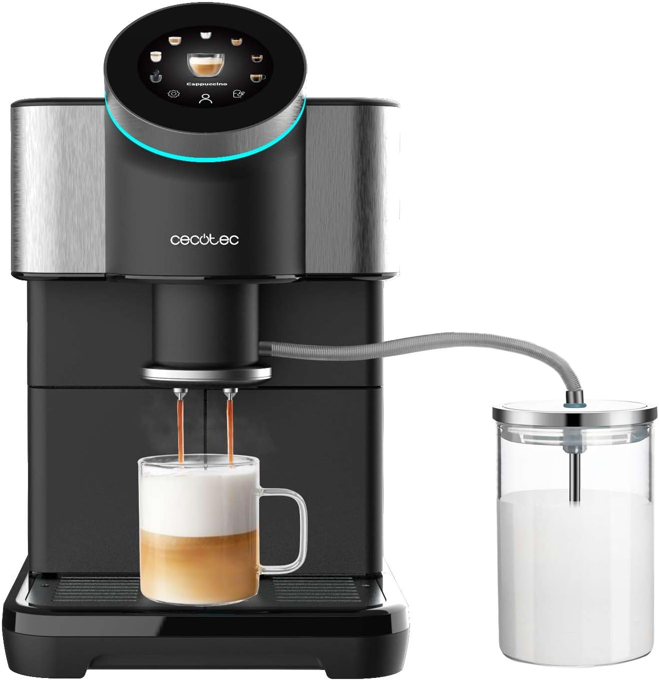 Kavos aparatas Cecotec Cremmaet Spin, 19 barų slėgio pompa, įmontuotas pieno putų plakiklis, super-automatinis, 1450 W
