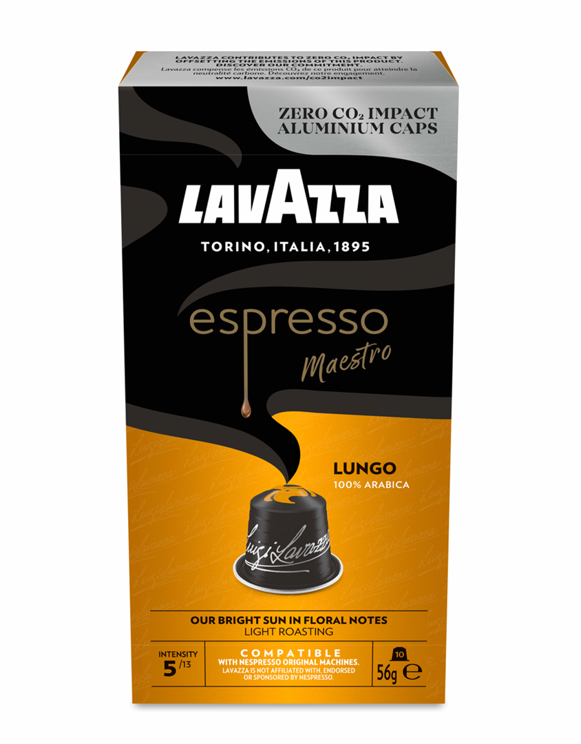 Kavos kapsulės LAVAZZA Lungo, Nespresso aparatui, 10 kaps., 56 g.