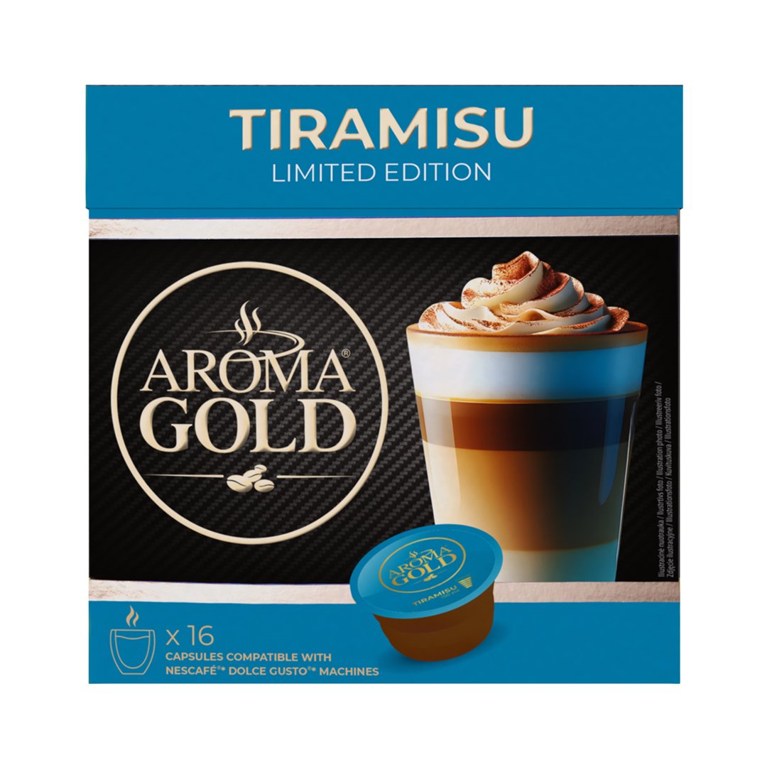 Kavos kapsulės AROMA GOLD Tiramisu,16 kaps. 256 g.