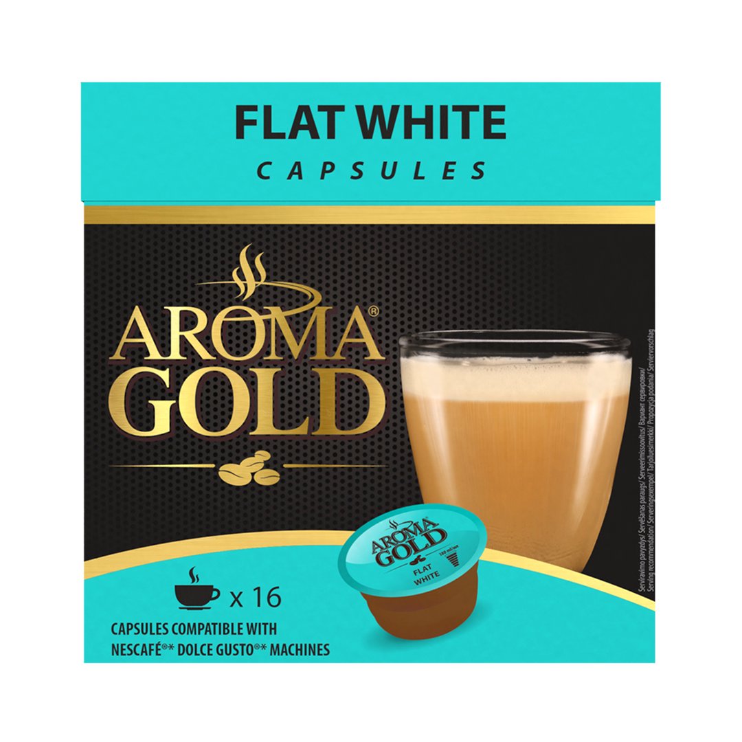 Kavos kapsulės AROMA GOLD Flat white,187.2g