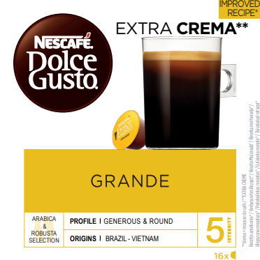 Kavos kapsulės NESCAFE DOLCE GUSTO Grande, 16 kaps., 128g