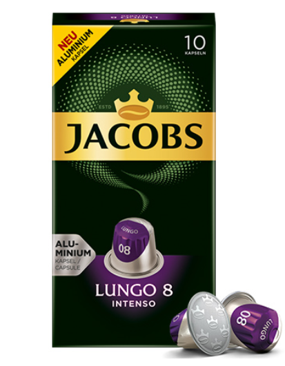 Kavos kapsulės Jacobs Lungo 8, Nespresso aparatui, 10 kaps., 52g