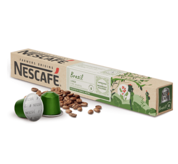Kavos kapsulės NESCAFE Farmers Origins Brazil Lungo, 10 kaps. Nespresso aparatams
