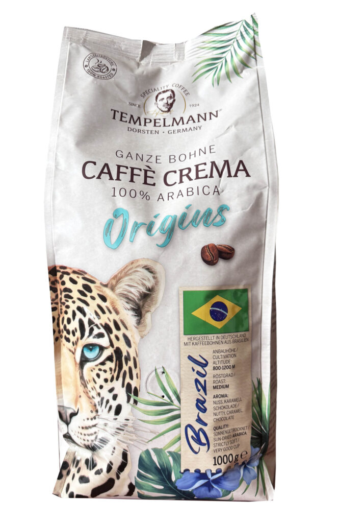 Tempelmann Origins Brazil Caffe Crema 100% Arabica, 1kg