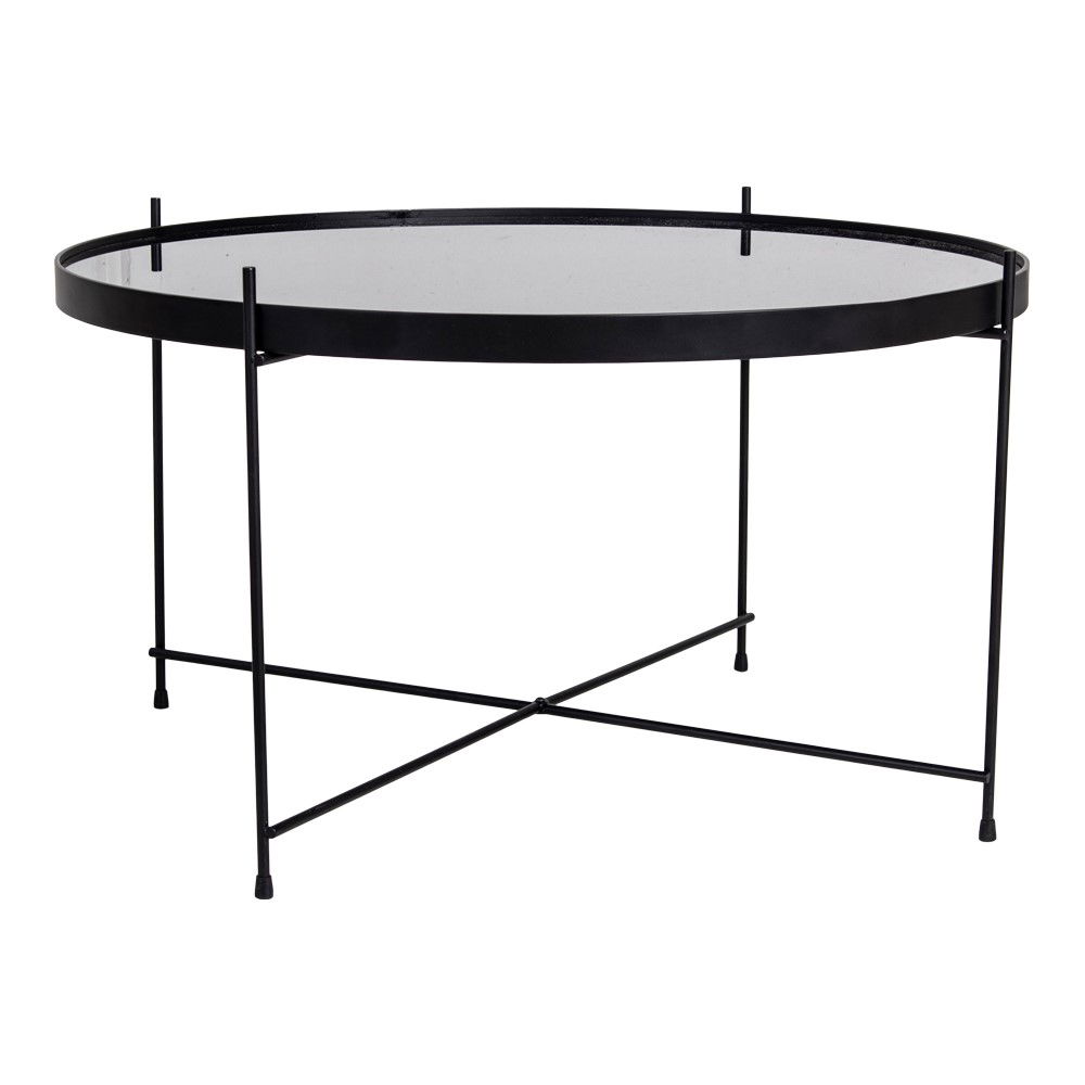 Stiklinis apvalus kavos staliukas | 70 x 40 x 70 cm | Juoda